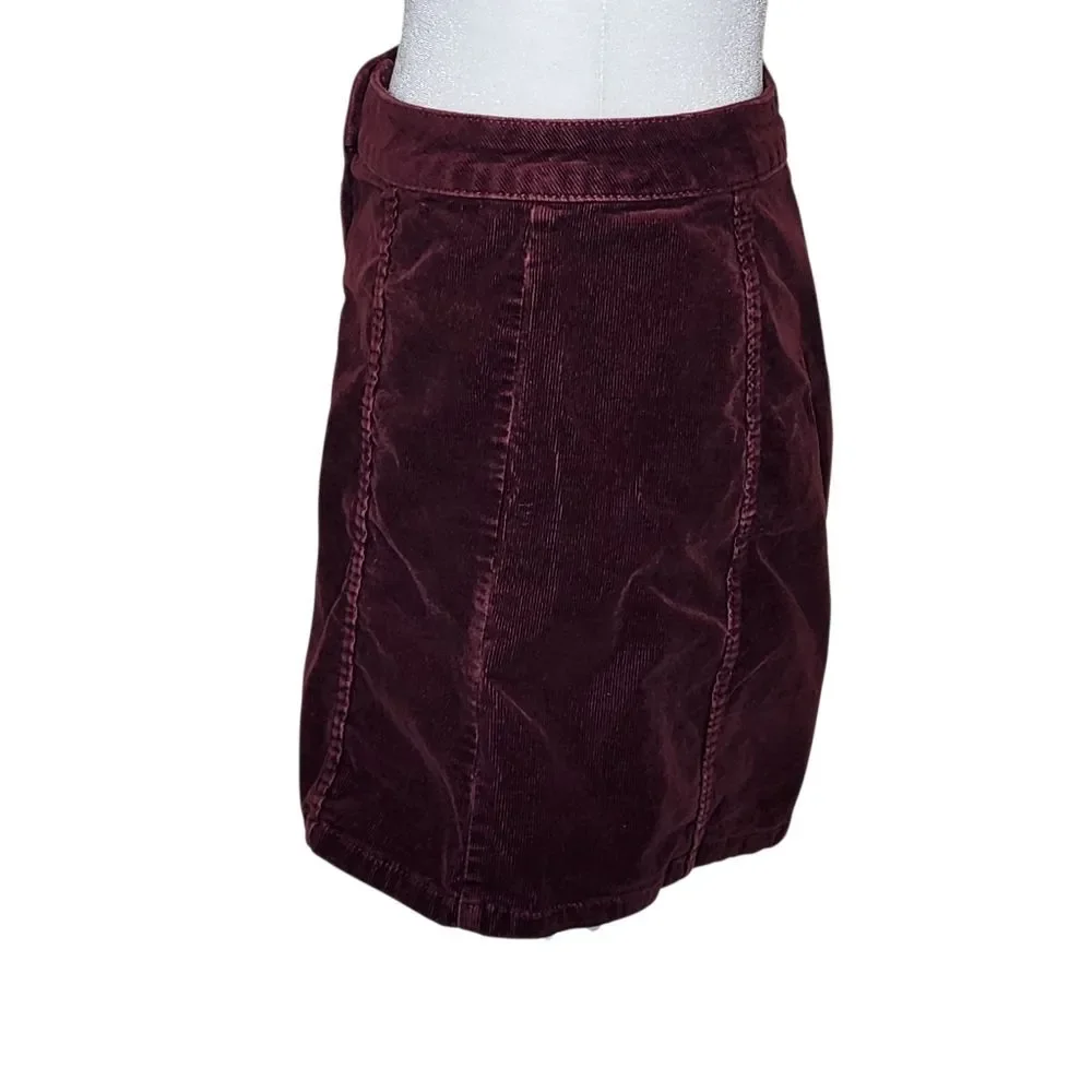Arizona Jean Co 90s Burgundy Corduroy Button Up Skirt Junior's 5 Indie Sleaze